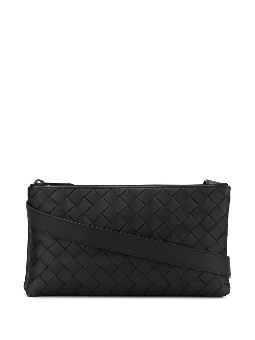 intrecciato weave messenger bag - 1