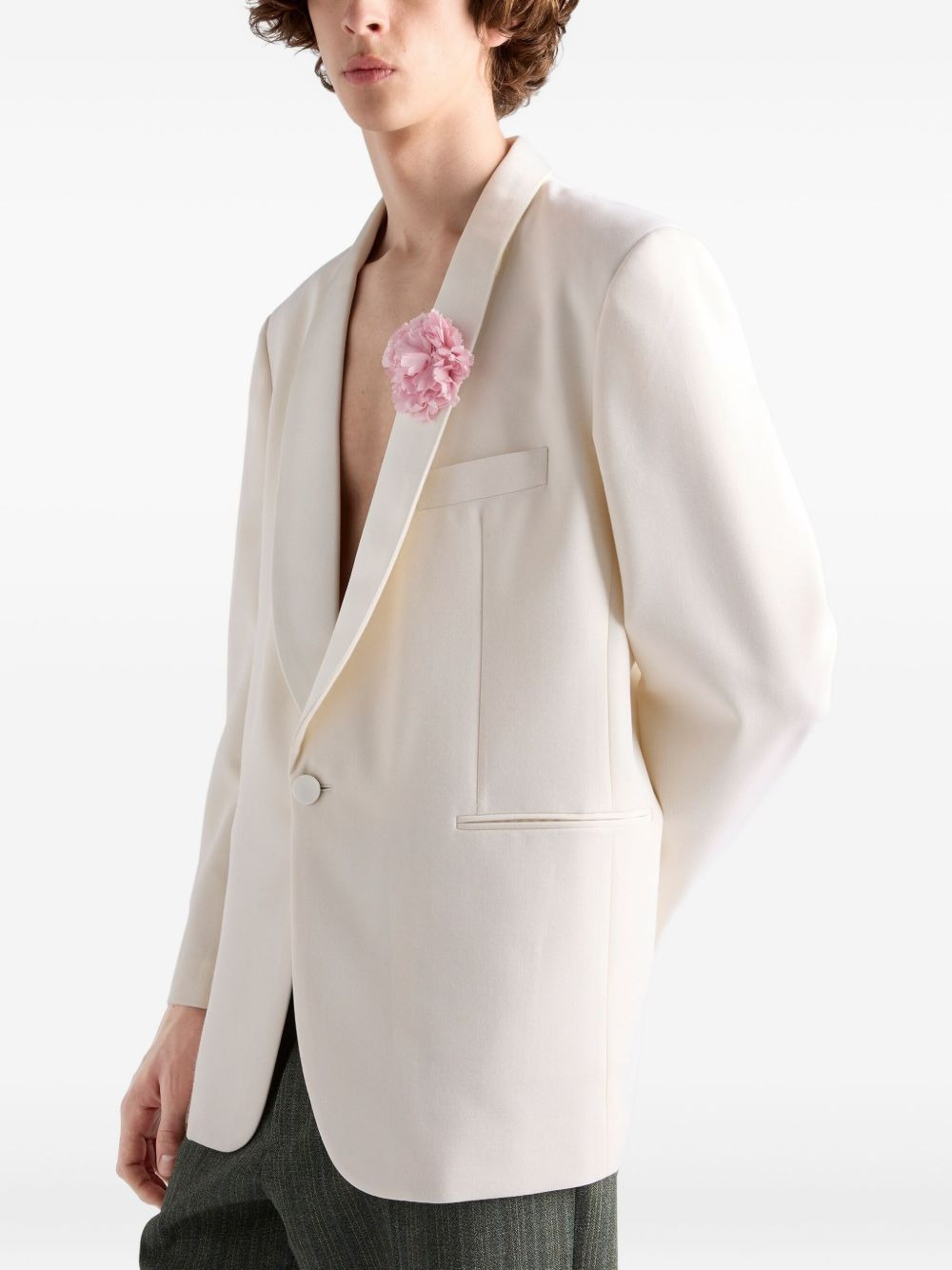 shawl-collar wool jacket - 4