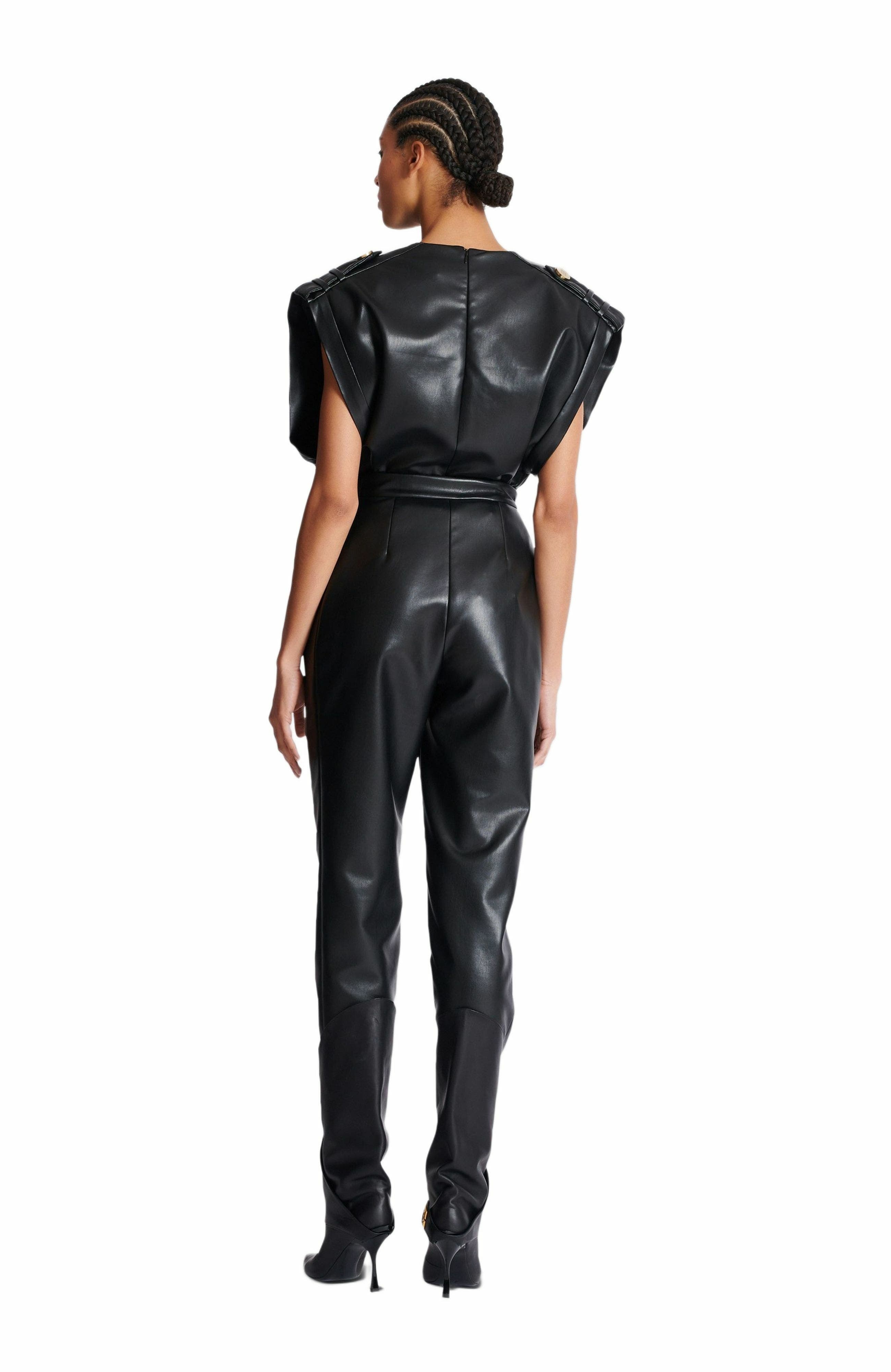 Balmain High-waisted faux leather trousers in Black at Nordstrom - 3