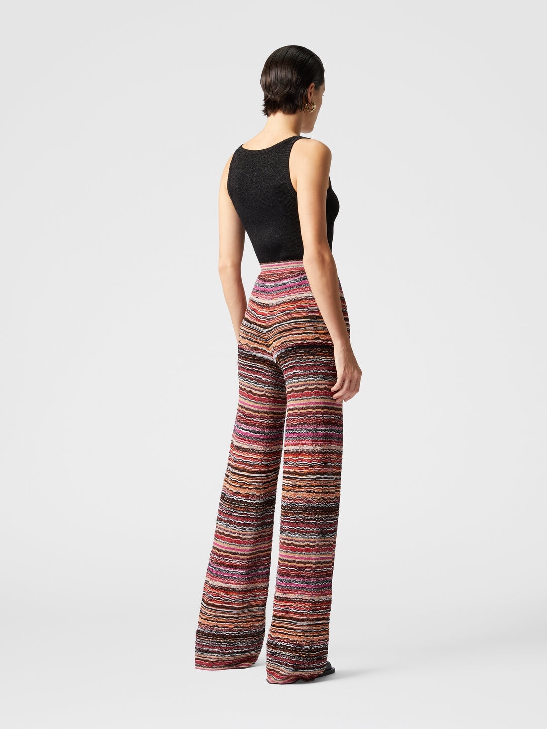 Straight trousers in lamé viscose embossed with wave pattern - 3