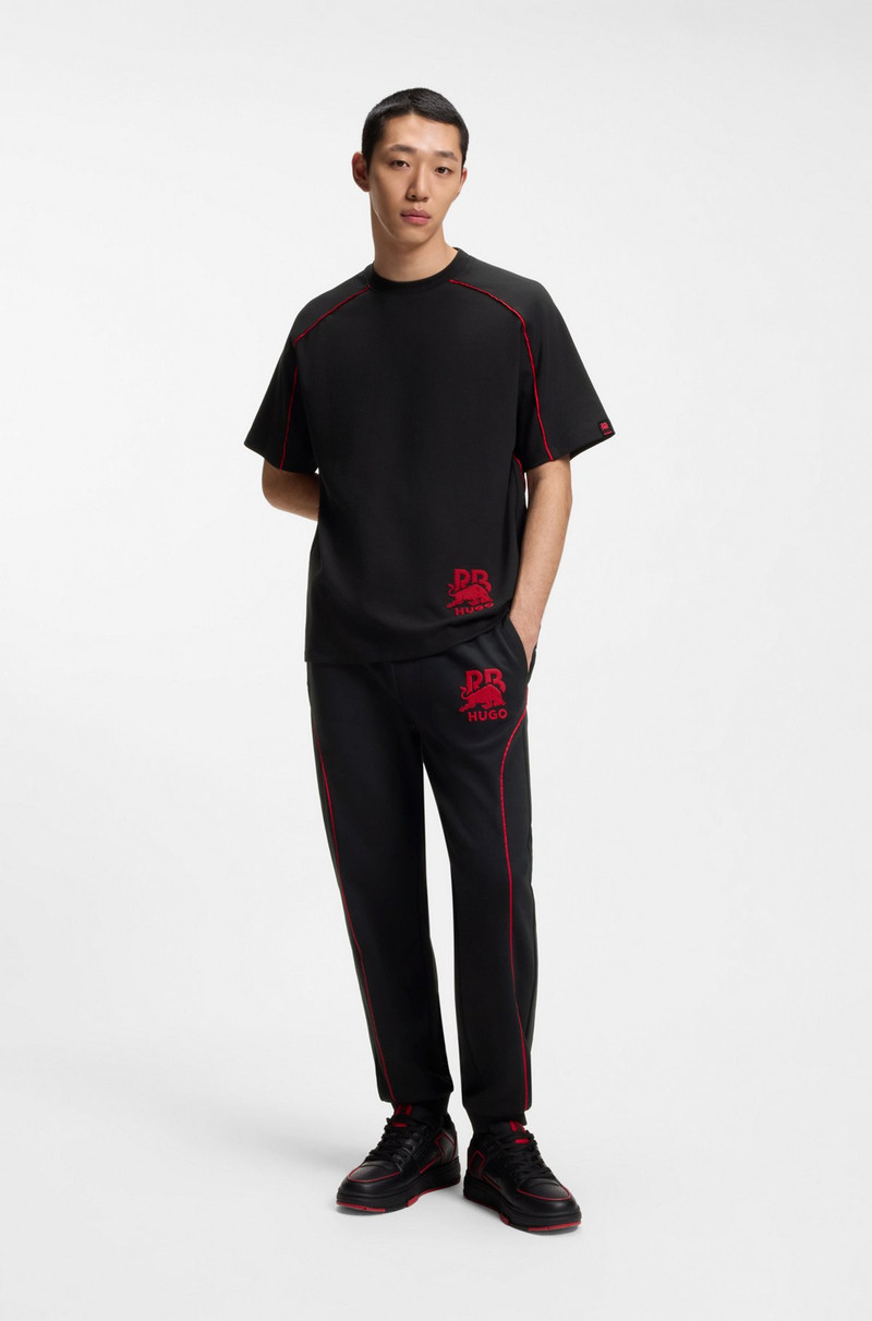 HUGO HUGO X RB COTTON-BLEND T-SHIRT WITH CONTRAST PIPING outlook