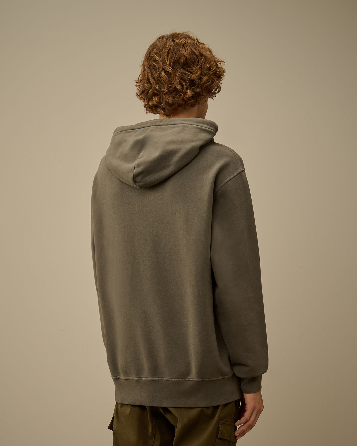 Brushed and Emerized Diagonal Fleece Hooded Lens Sweatshirt - 4