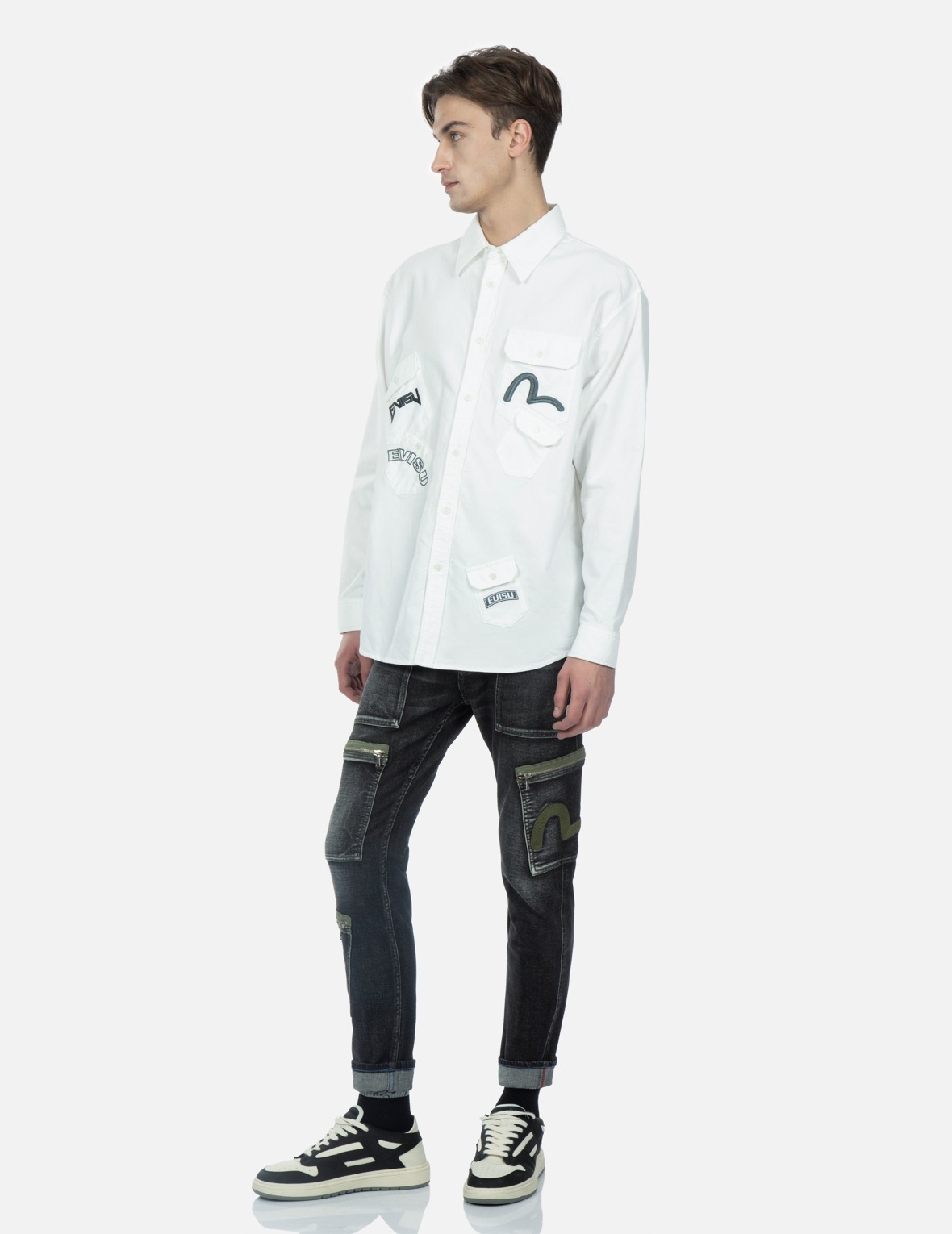 SEAGULL EMBROIDERY MULTI-POCKET CARROT FIT JEANS #2017 - 3