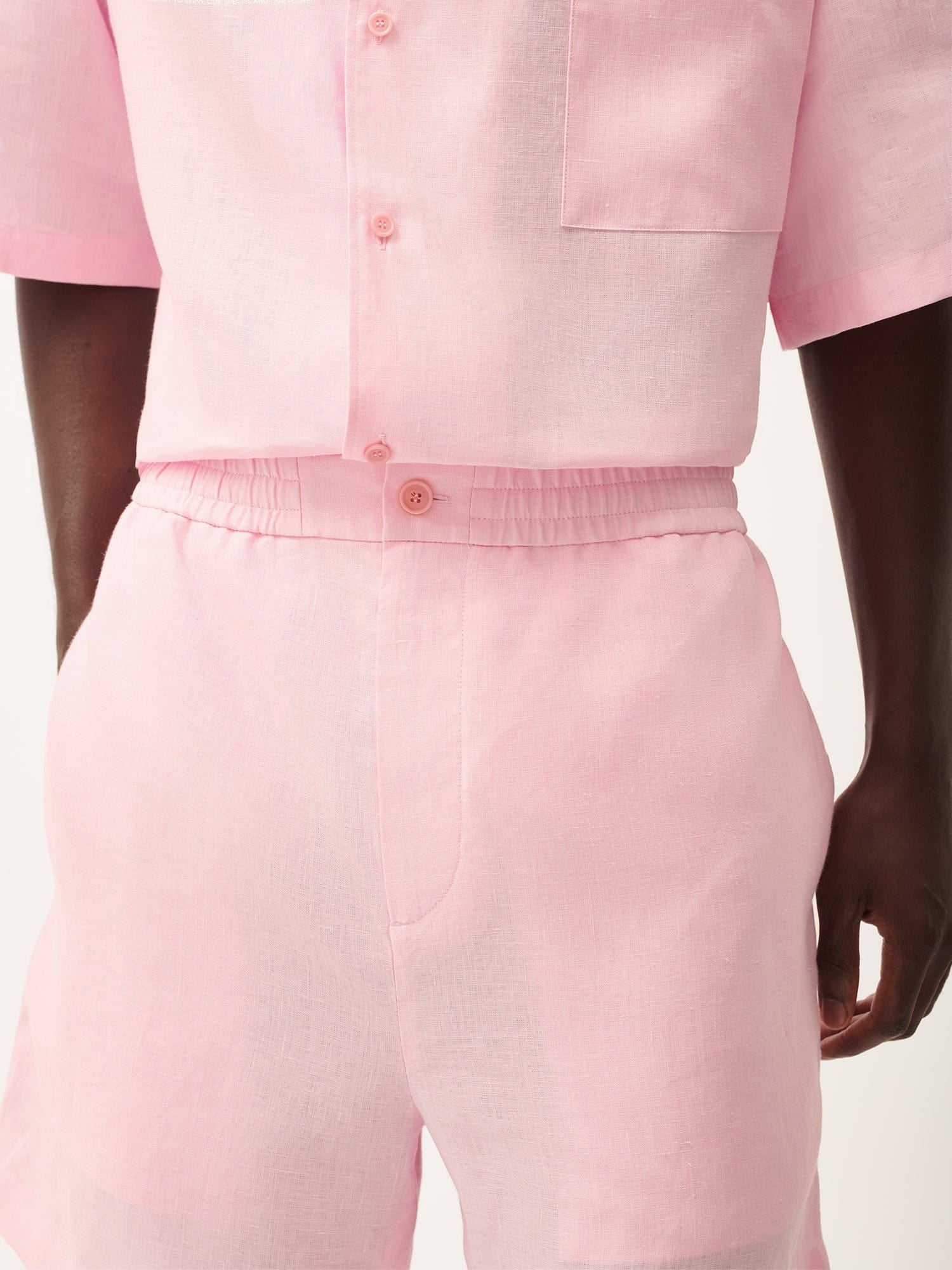 Mens DNA Aloe Linen Mid Length Shorts - Magnolia Pink - 6