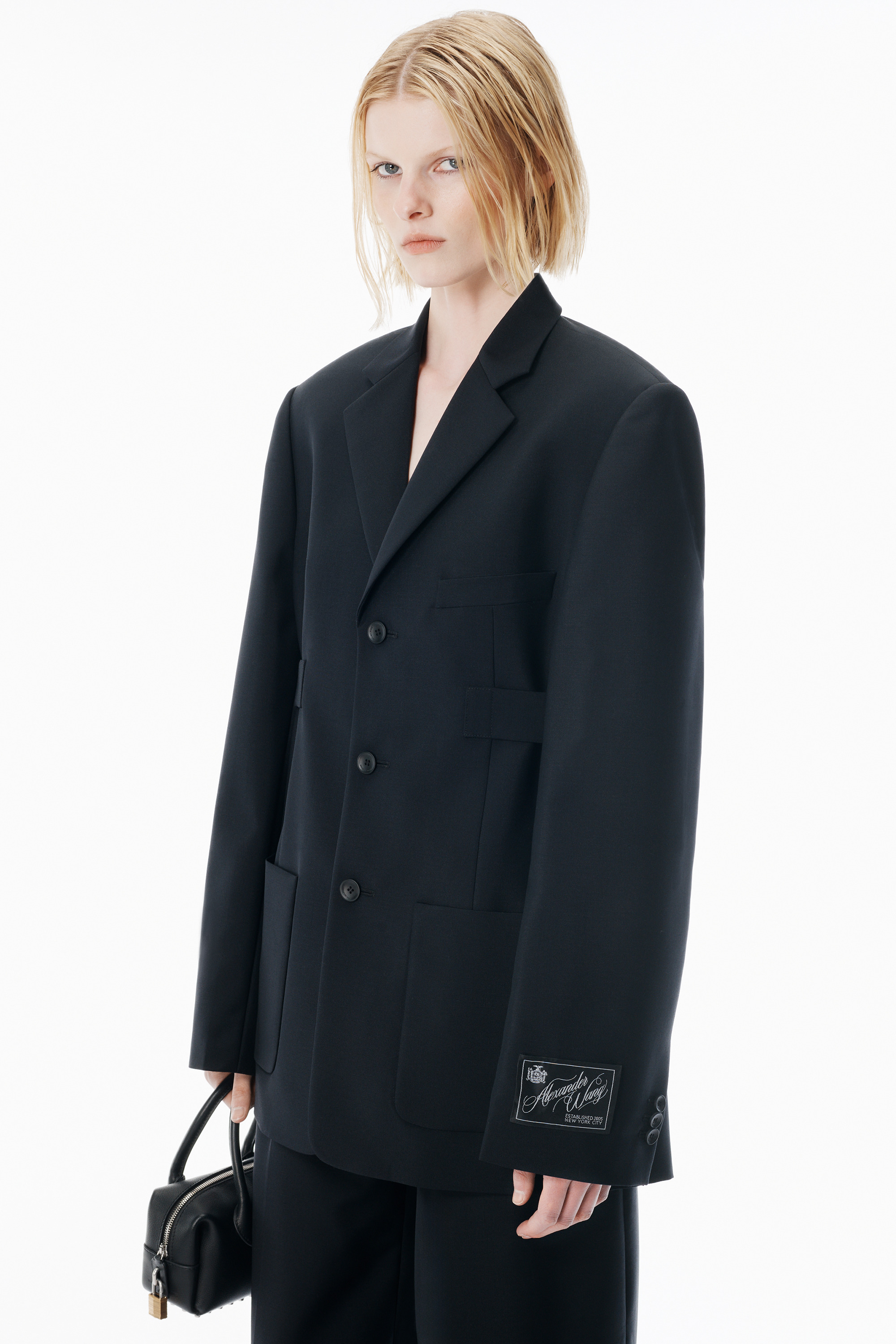 Black Wool Mohair Blazer - 3