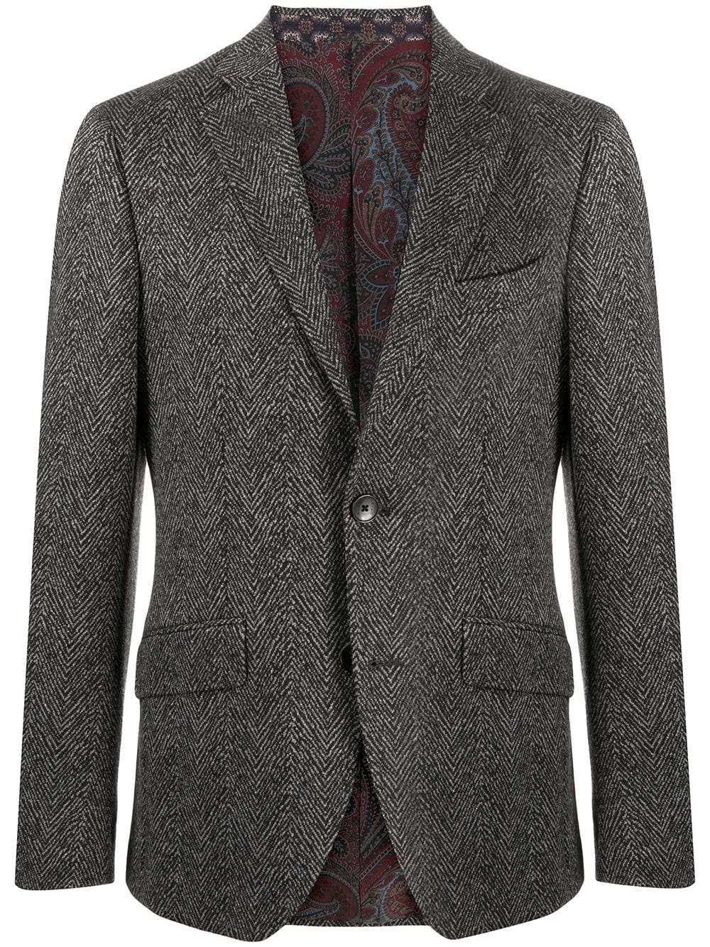 herringbone-pattern blazer - 1