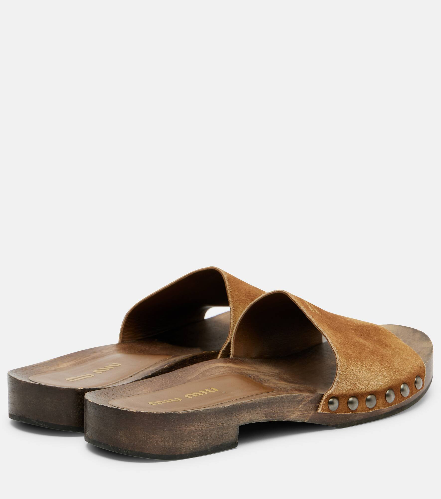 Logo faded suede mules - 2