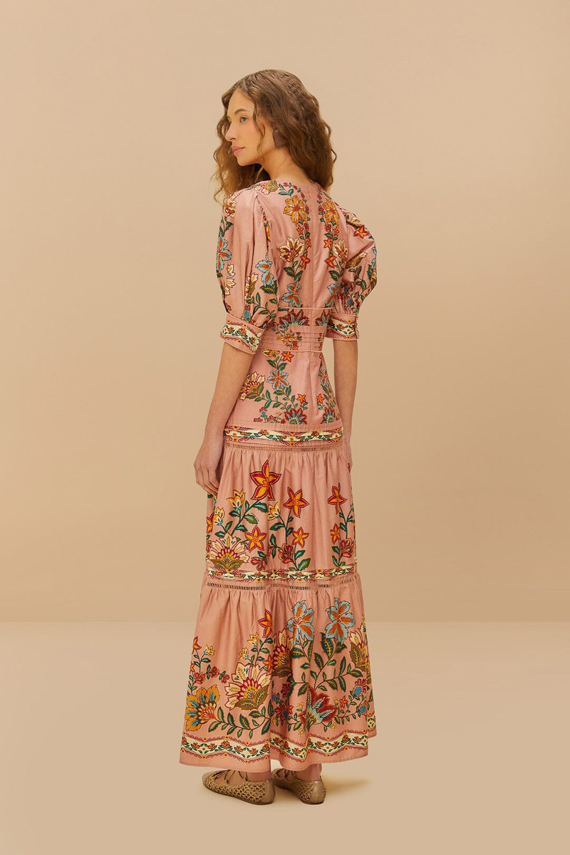 Pink Garden Delight Short Sleeve Maxi Dress 4