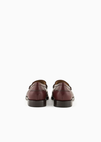 EMPORIO ARMANI Polished leather loafers with stirrup outlook