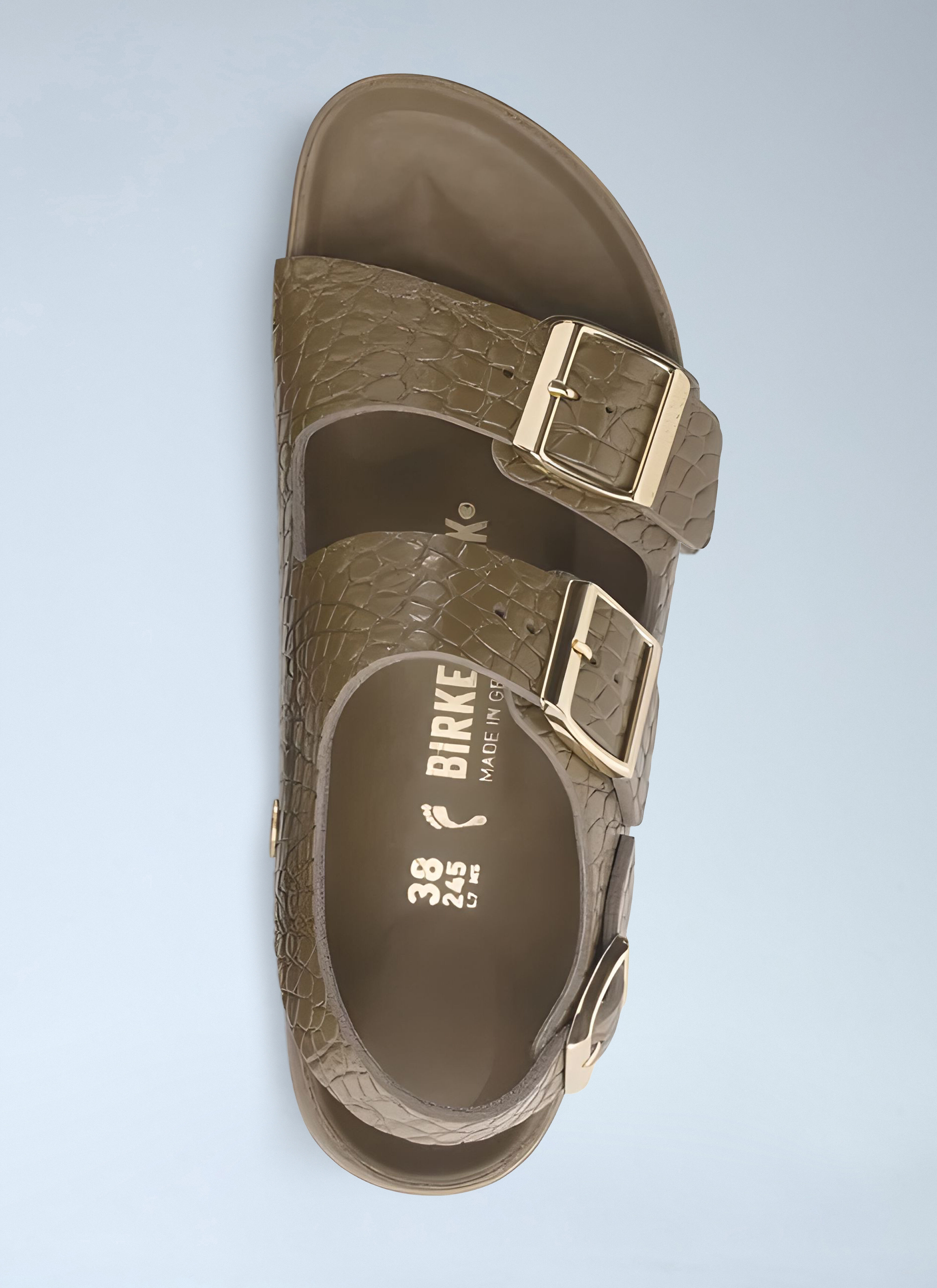 Embossed Leather Three Strap Sandals - 4
