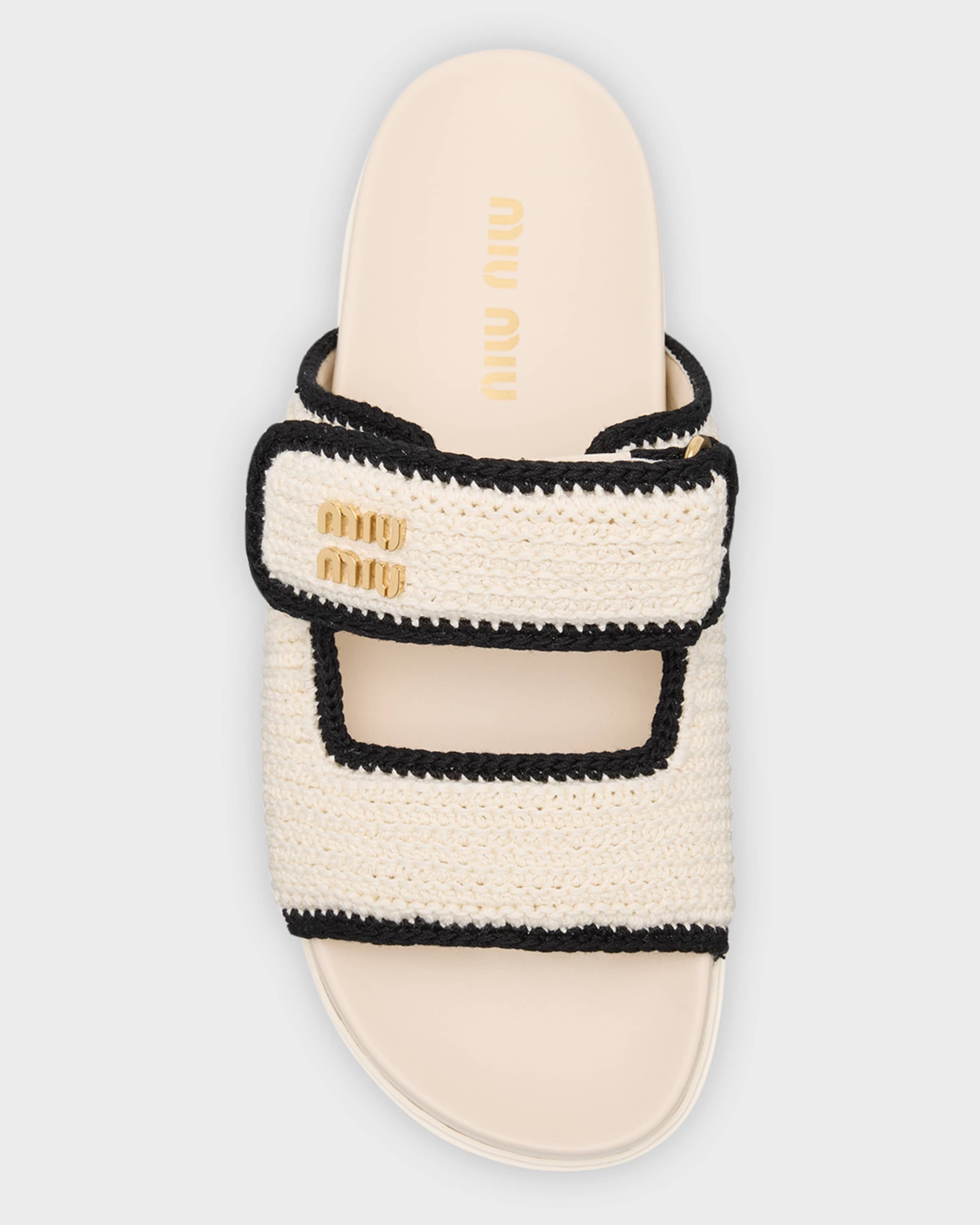 Bicolor Crochet Grip Slide Sandals - 6