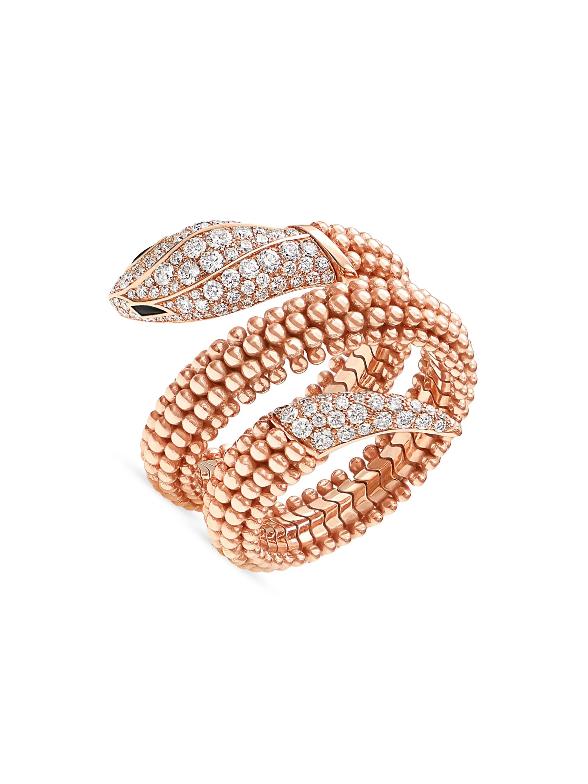 Women's Serpenti 18K Rose Gold, Diamond & Onyx Ring - Pink Gold - 1