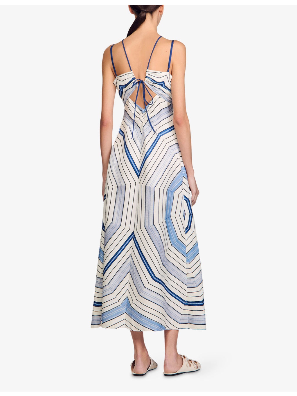 Spiral-Motif Sleeveless Woven Maxi Dress - 4