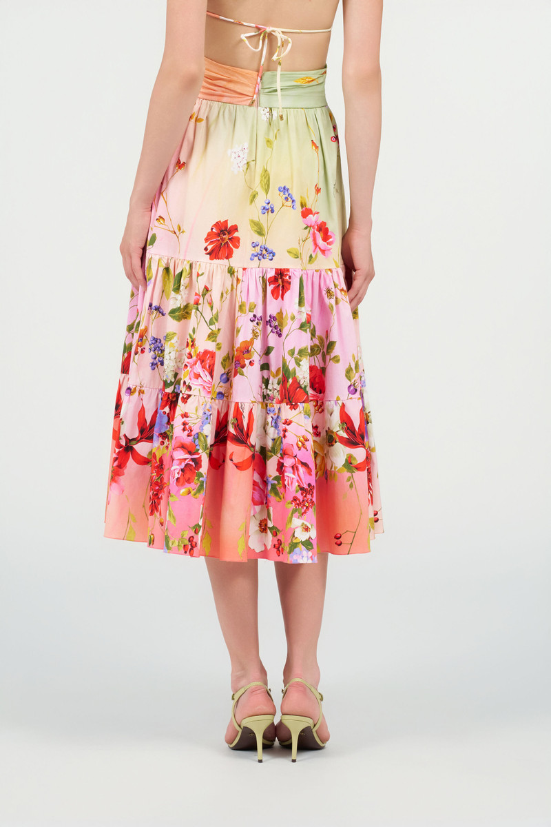 Midi Skirt with Miami Flowers Print 4