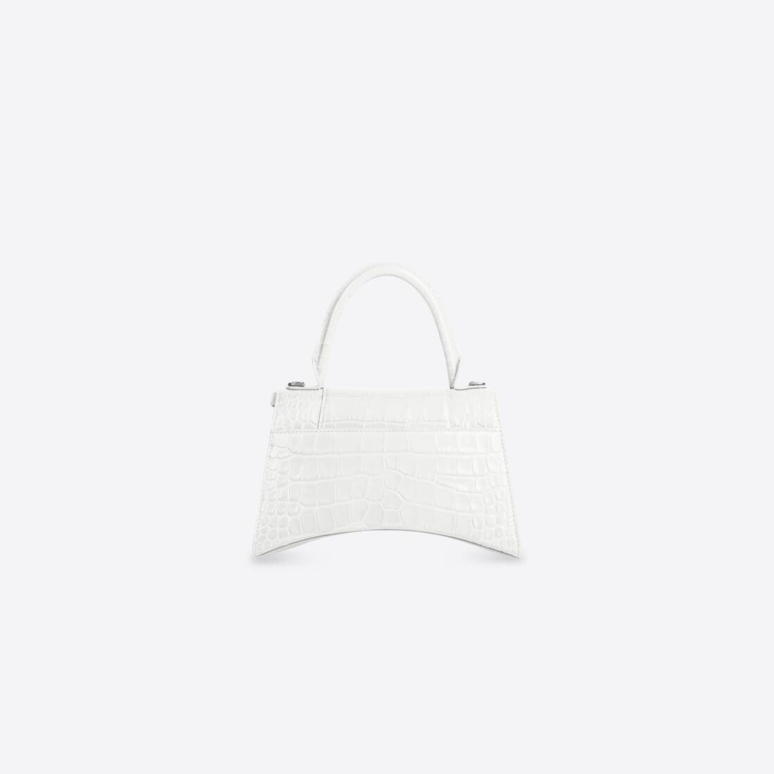 Women's Hourglass Small Handbag Crocodile Embossed in White - 2