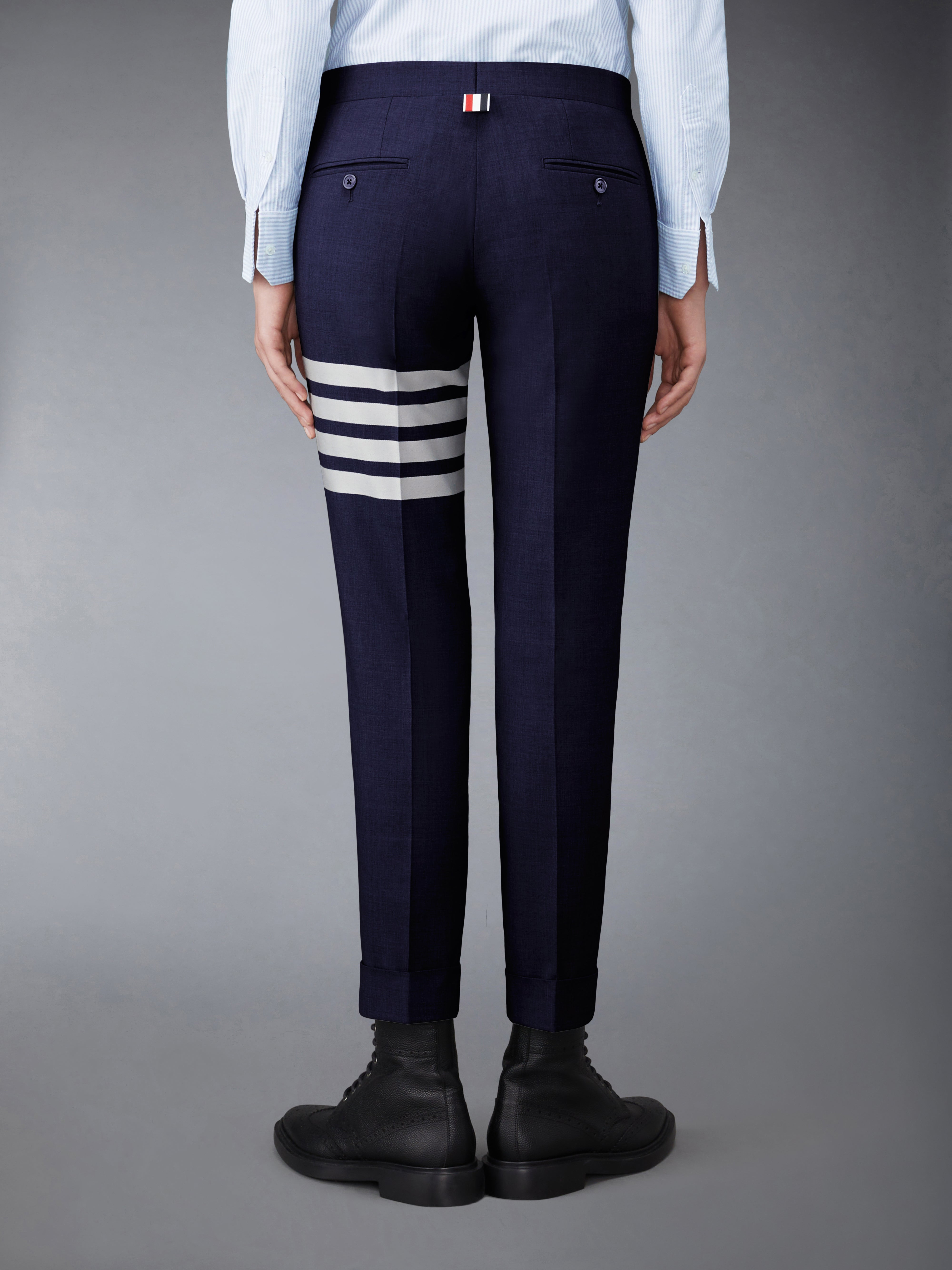 Navy Plain Weave Skinny 4-Bar Trouser - 2