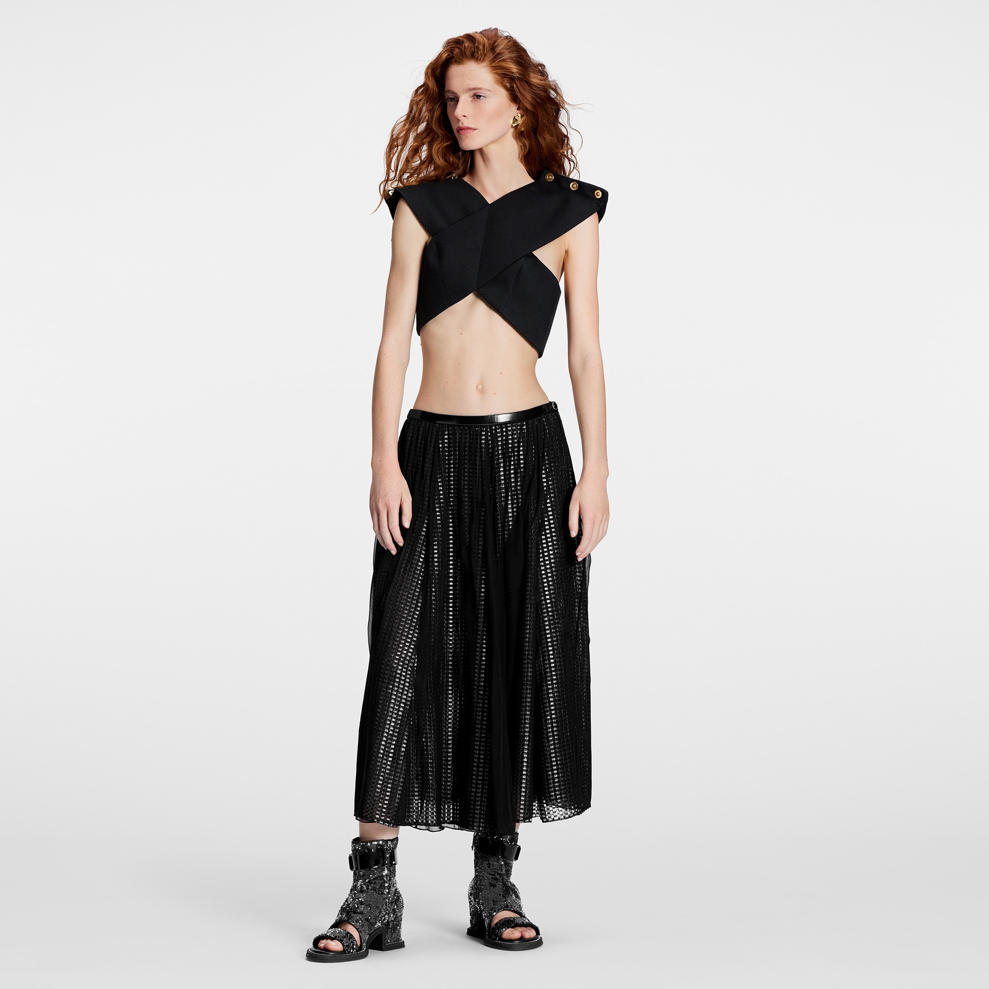 Draped Mirrorball Midi Skirt - 2