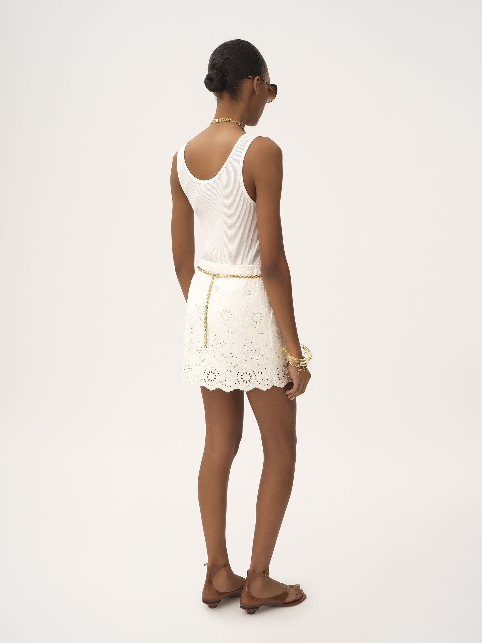 SCALLOPED MINI SKIRT IN A COTTON MIX - 5
