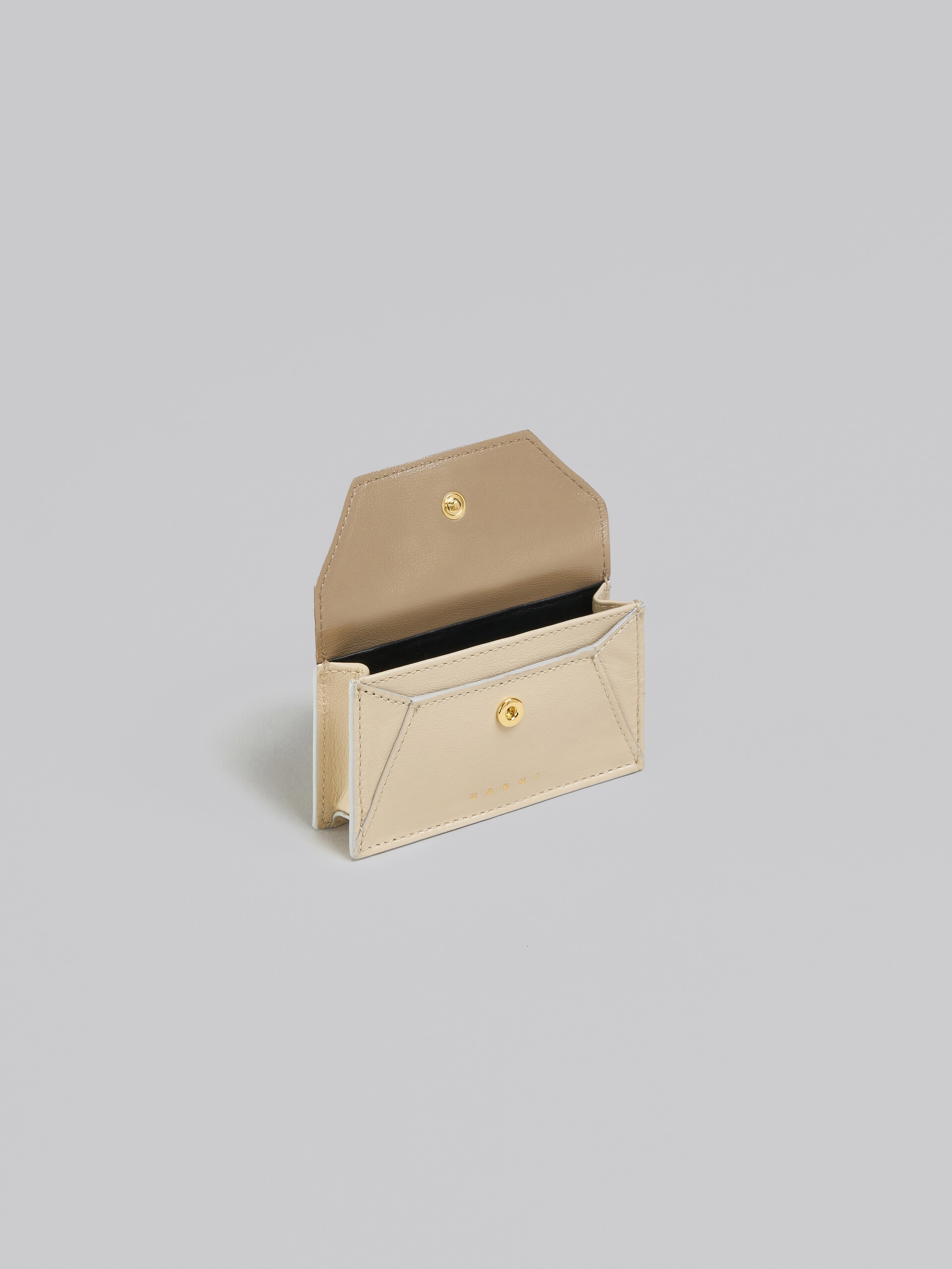 CARD CASE IN GREY-GREEN AND BEIGE LEATHER - 2