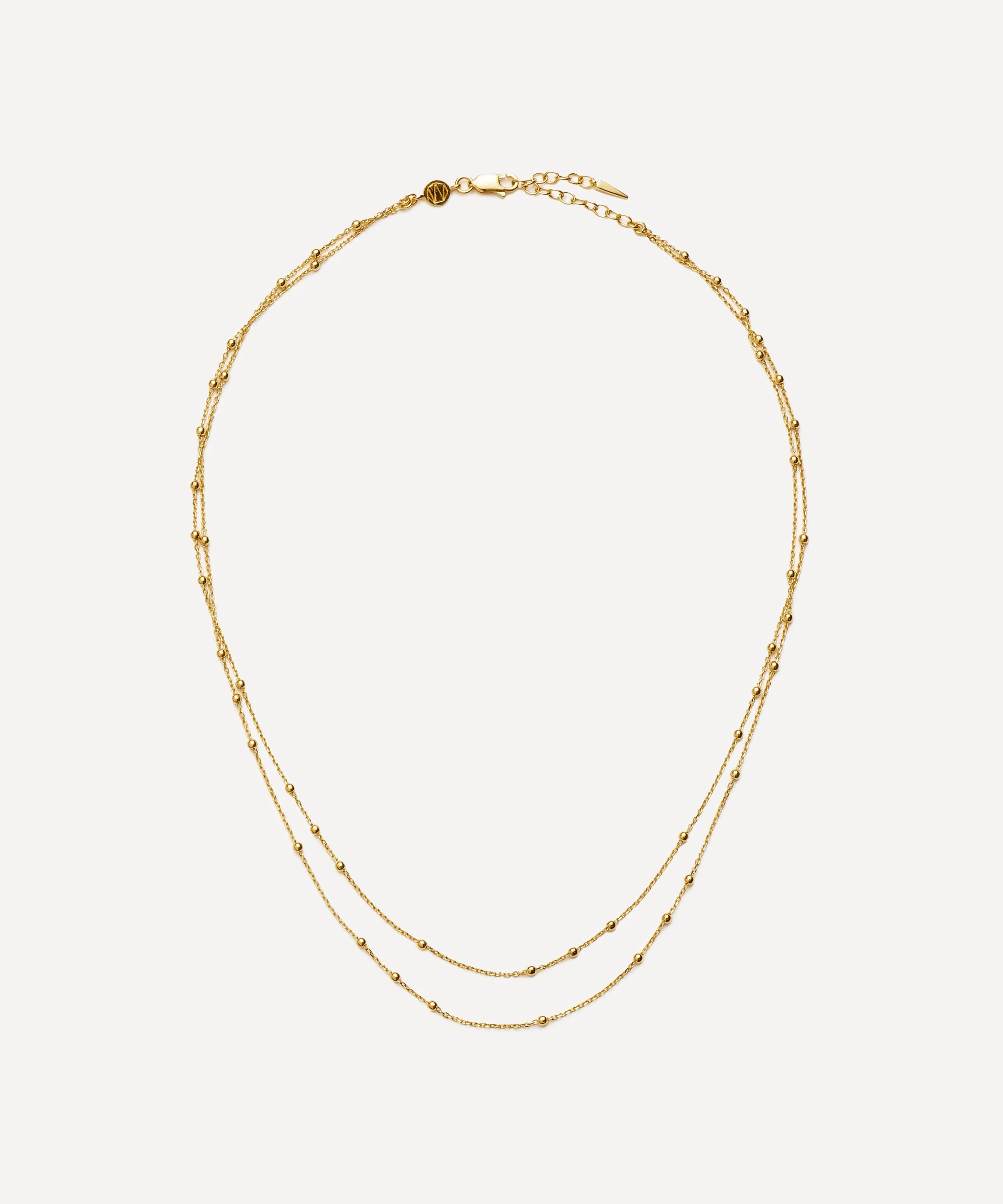 18ct Gold-Plated Vermeil Silver Double Chain Necklace - 1