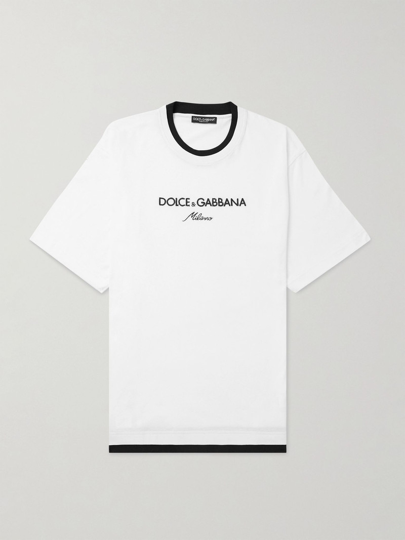 Logo-Embroidered Cotton-Jersey T-Shirt White 1