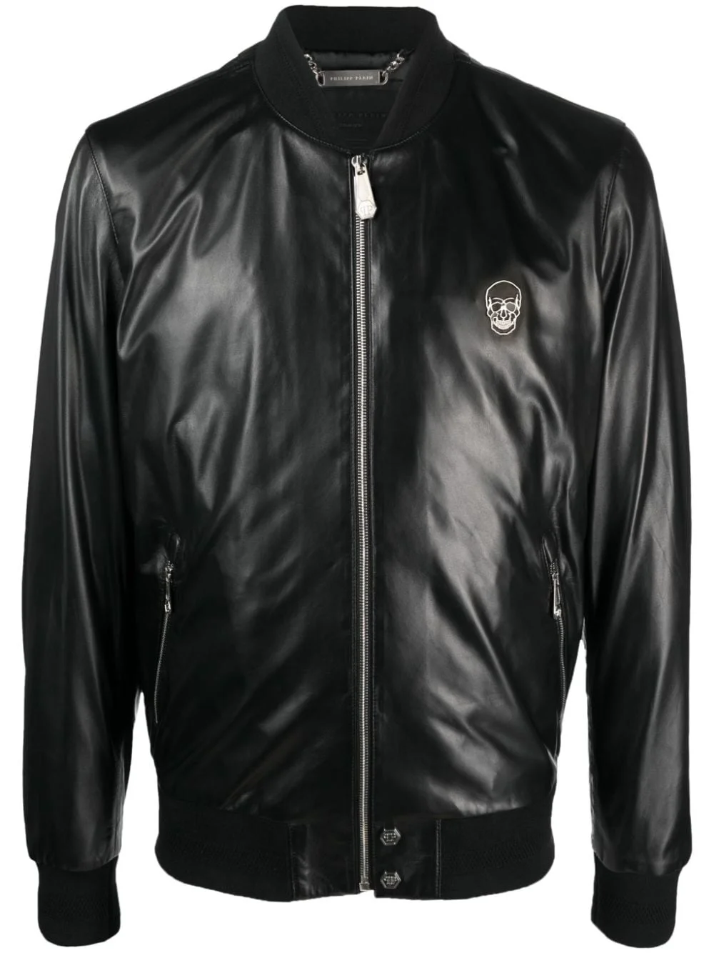 Skull leather bomber jacket - 1