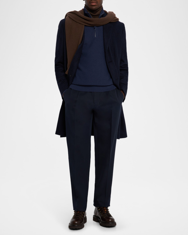 ZEGNA Men's Cashmere and Silk Stripe Twill Top Coat outlook