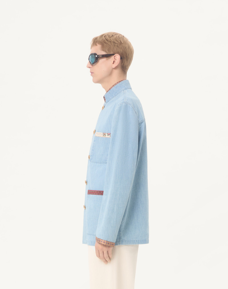 VALENTINO DENIM SAFARI JACKET WITH PRINTED EDGES 5