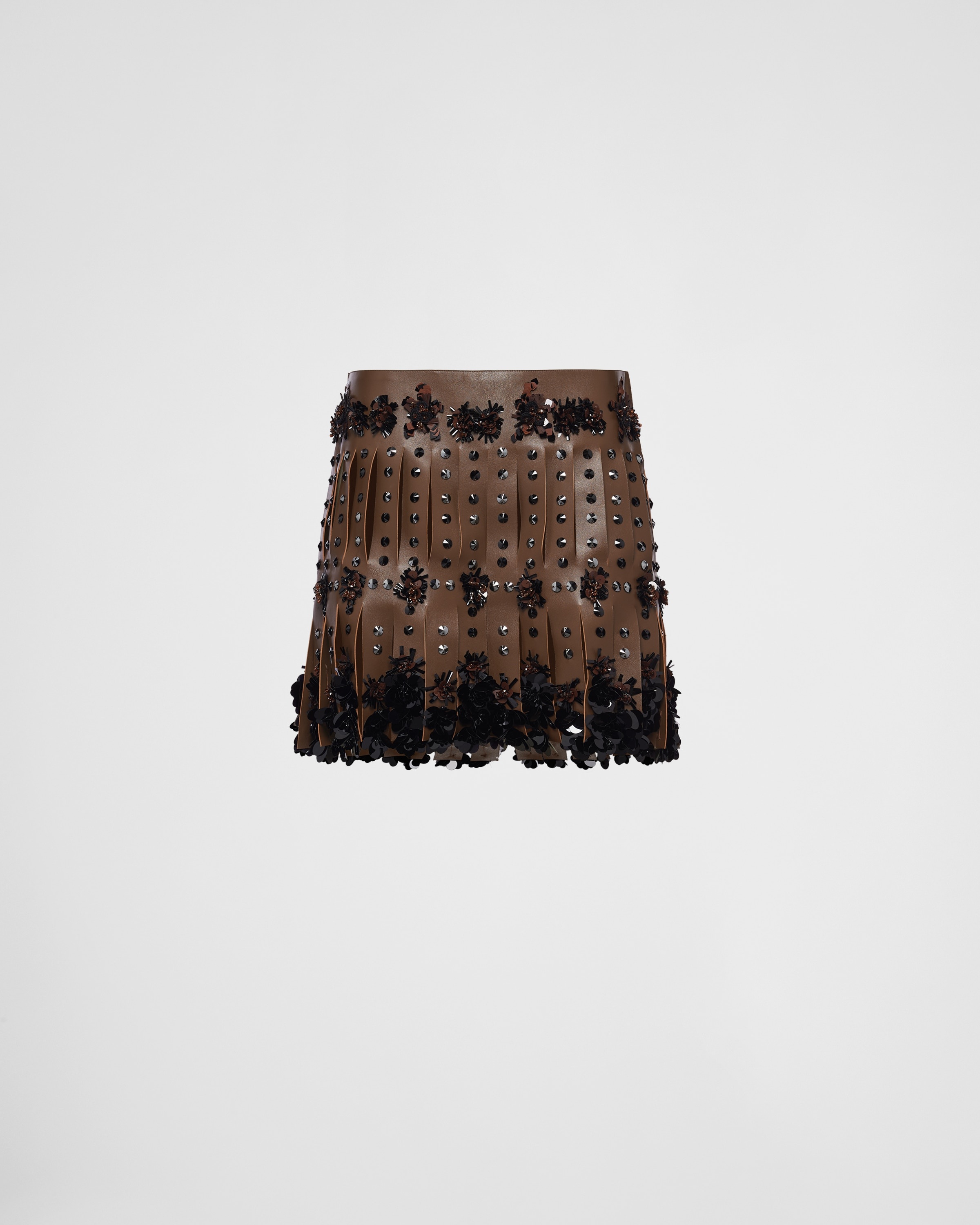 Embroidered nappa leather miniskirt - 1