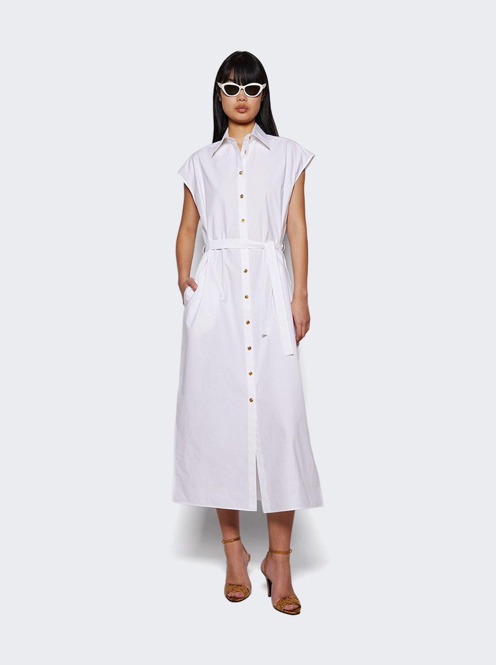 Shirt Dress With Belt White - 5