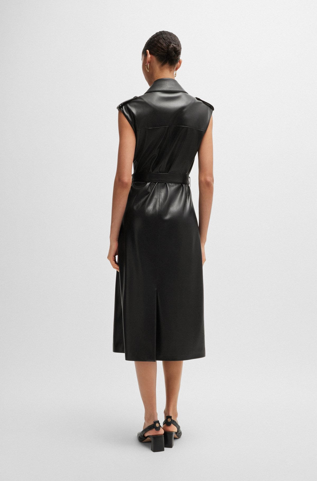 FAUX-LEATHER DRESS WITH DOUBLE-BREASTED FRONT - 4