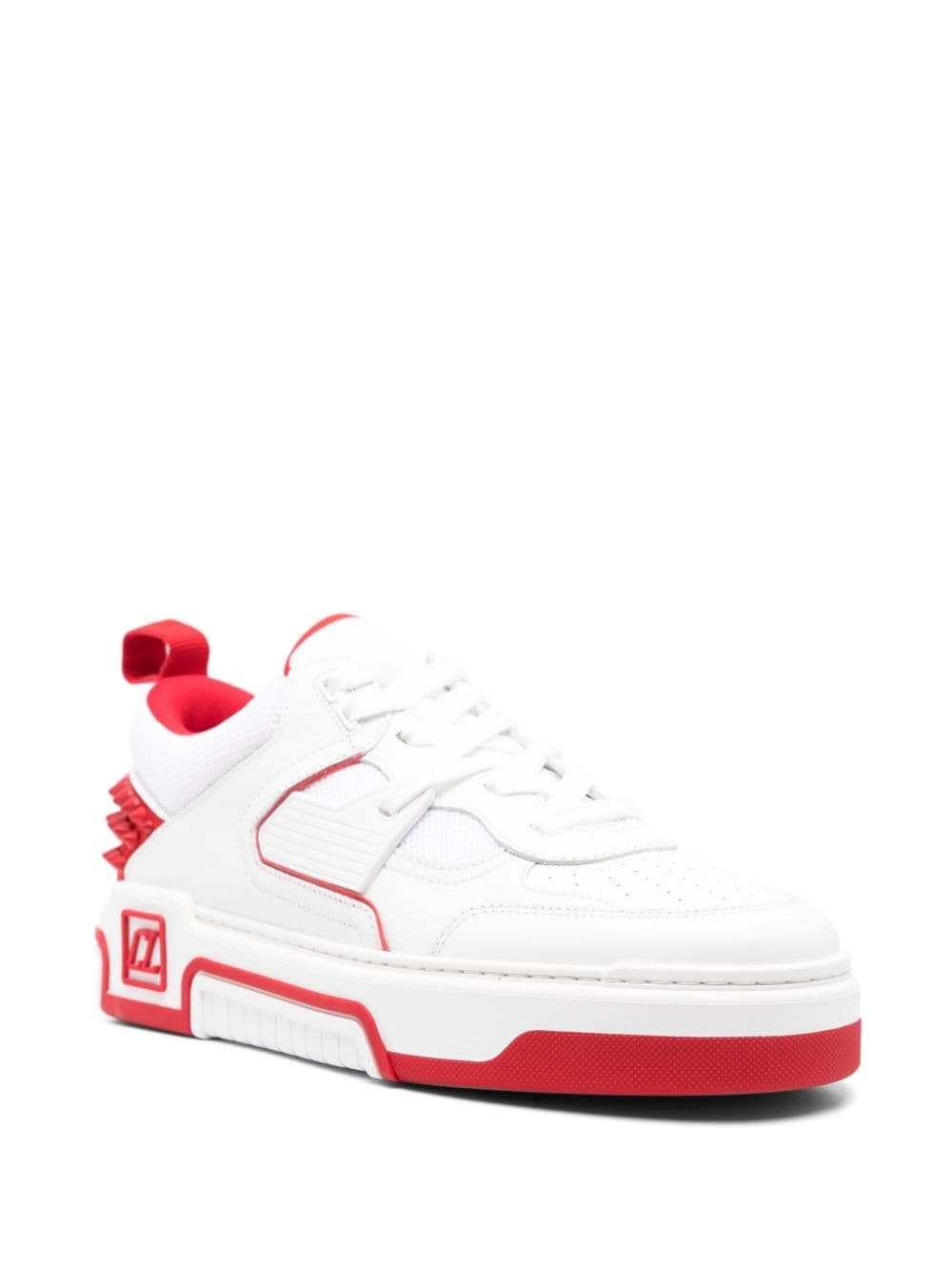 spike stud panel leather sneakers - 2