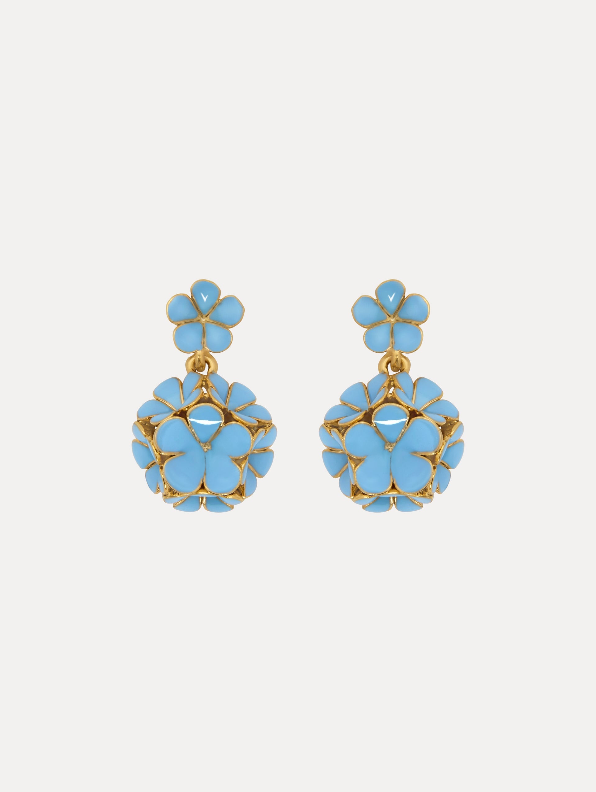 ENAMEL FLOWER DROP CLIP-ON EARRINGS - 1