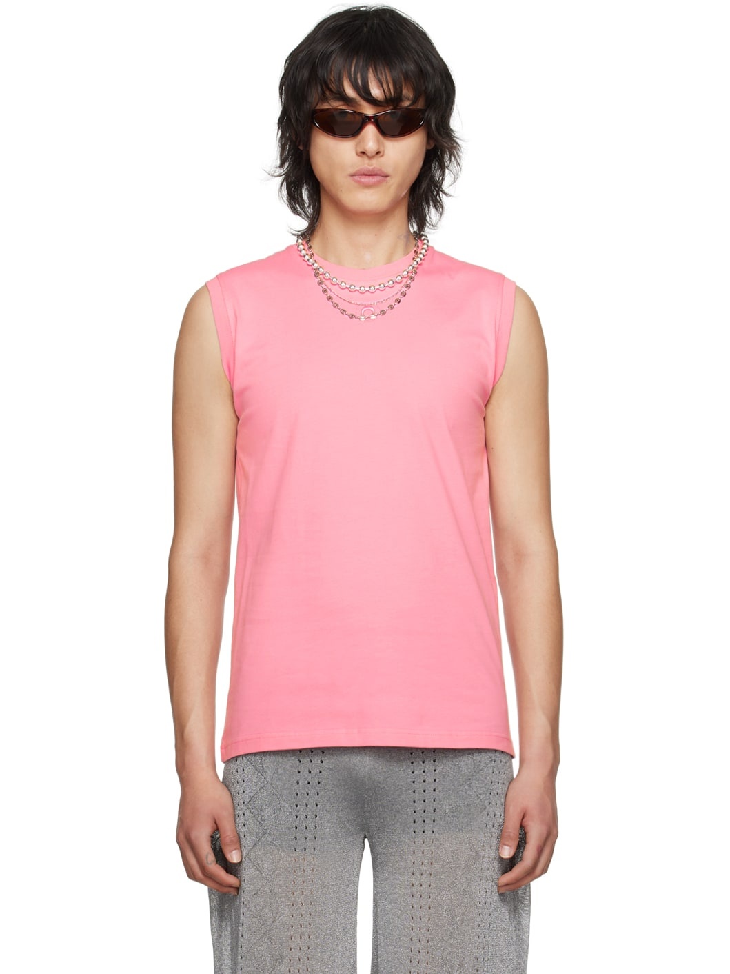 Pink Sleeveless T-Shirt - 1