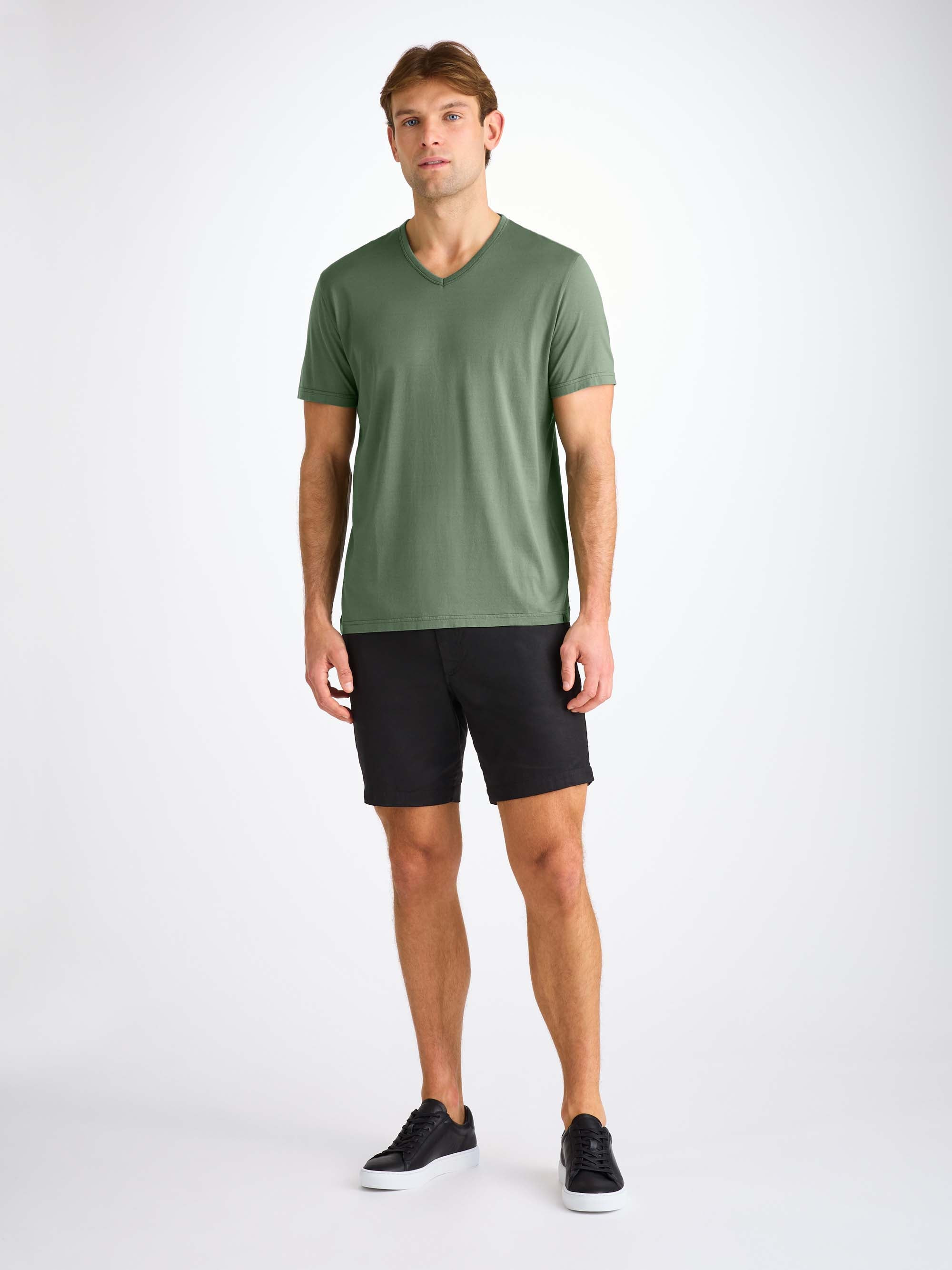 Men's V-Neck T-Shirt Barny Pima Cotton Soft Green - 3