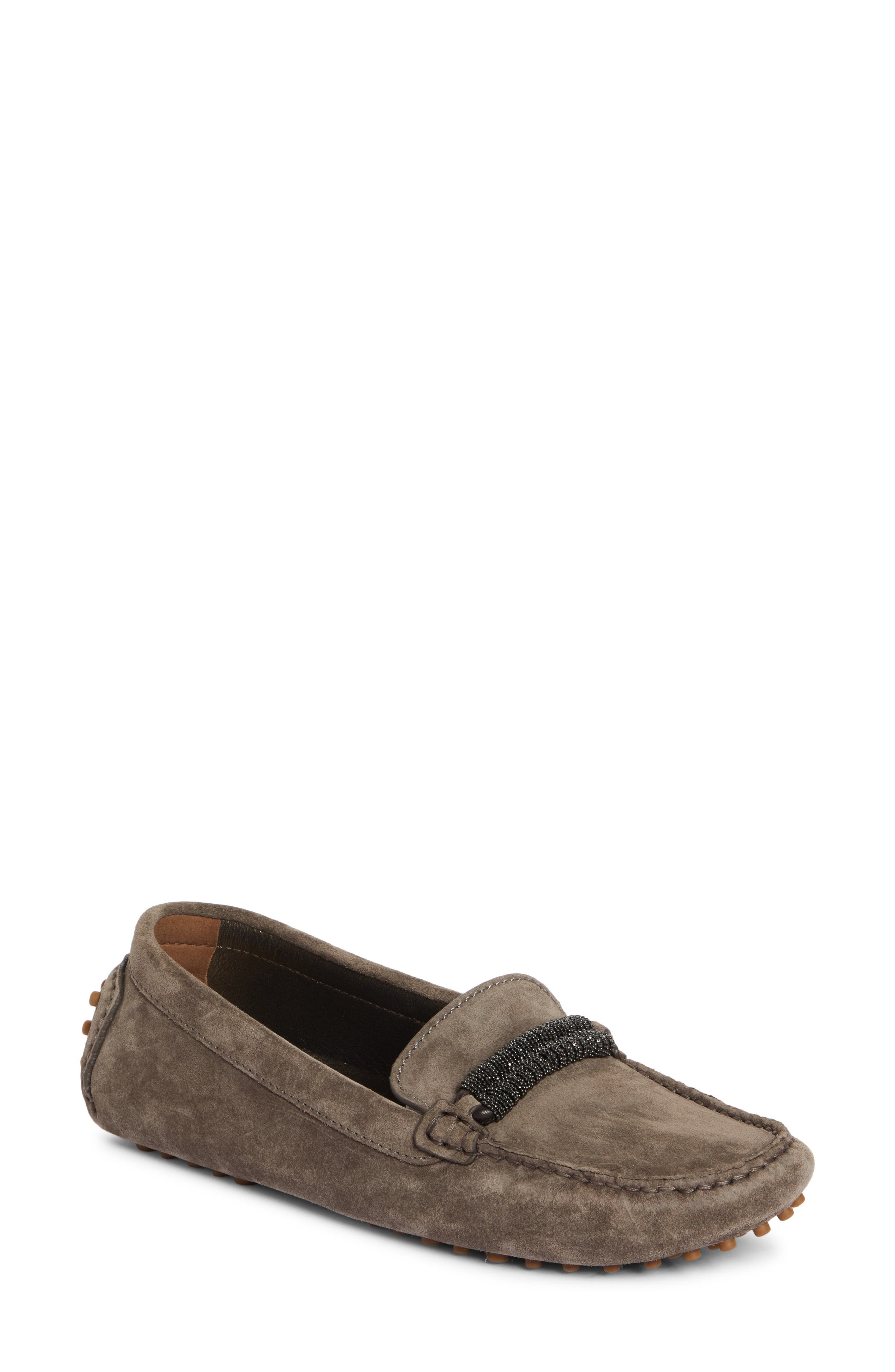 Monili Strap Suede Driving Shoe - 1