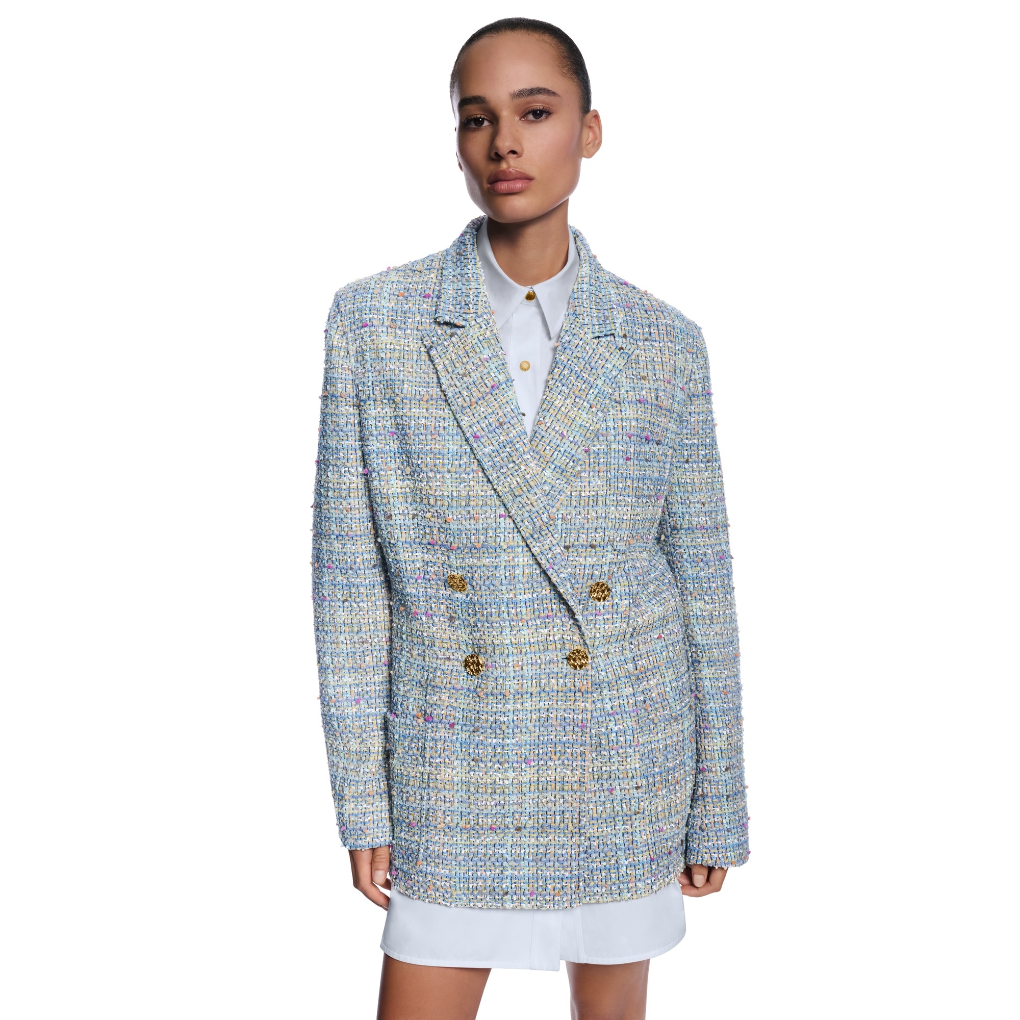 Double-Breasted Tweed Blazer - 2