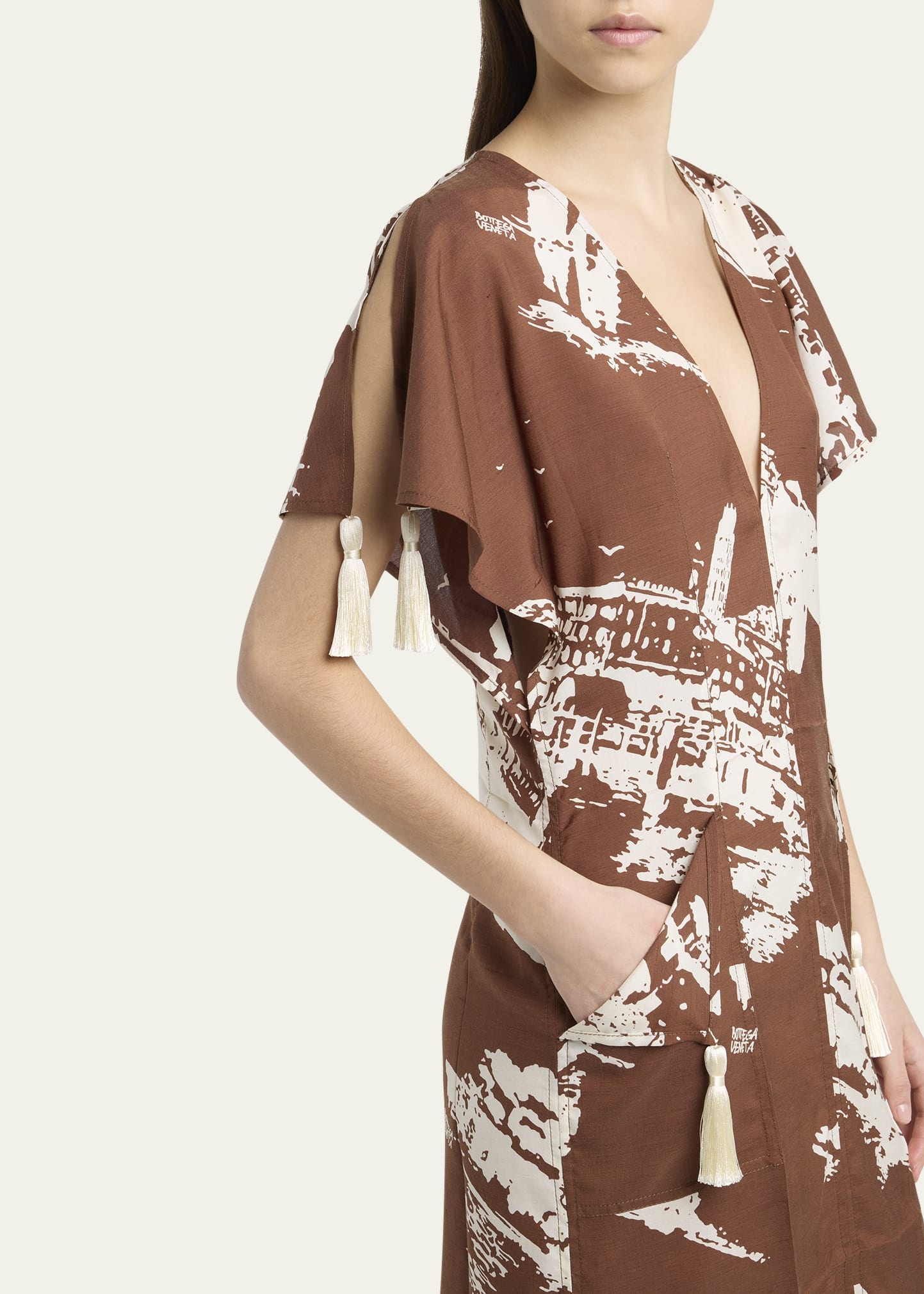 Italian Postcard Silk Shantung Short-Sleeve Dress - 5