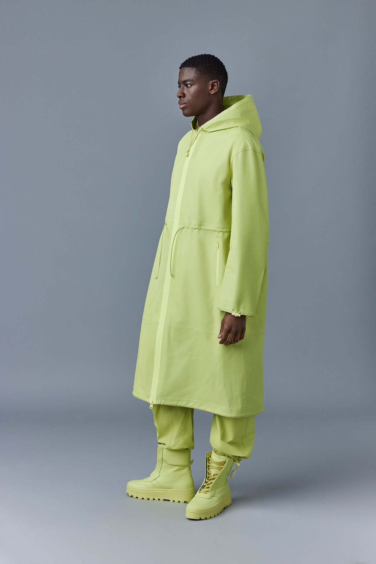 ALBAN Monochromatic leather coat with hood - 4