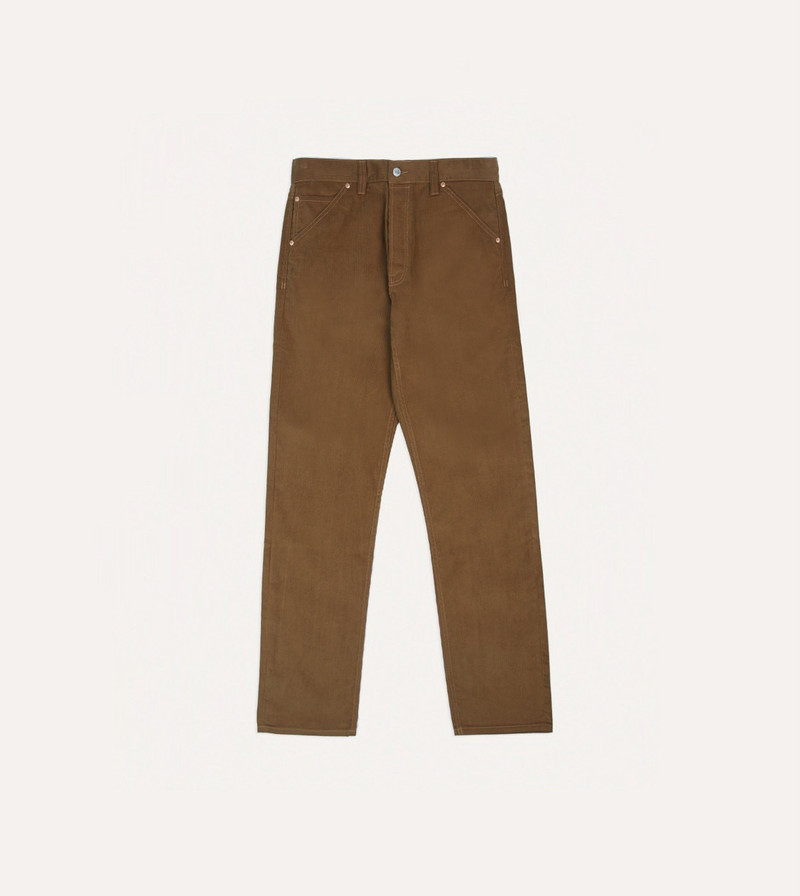 Tan Japanese Selvedge Needlecord Five-Pocket Trousers 1