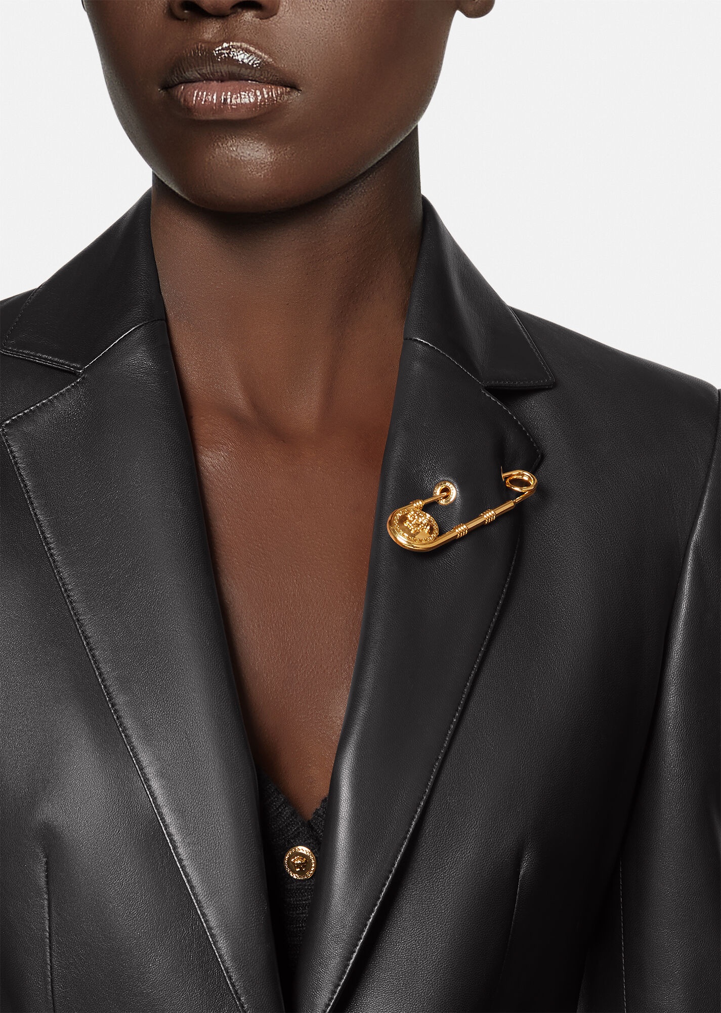 Safety Pin Nappa Leather Blazer - 5