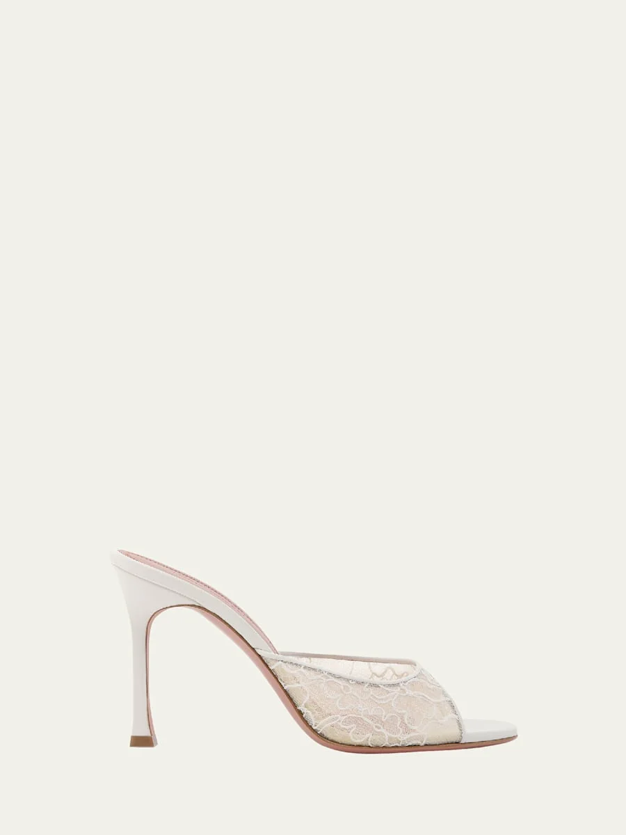 Alexa Lace Stiletto Mule Sandals - 1