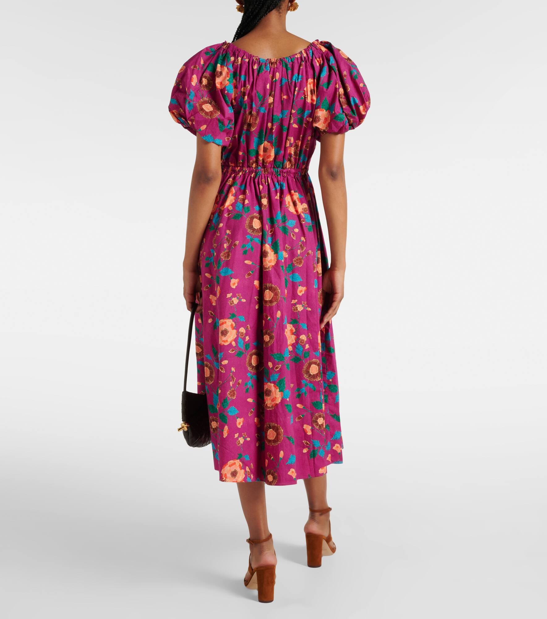 Vika balloon-sleeve cotton midi dress - 3