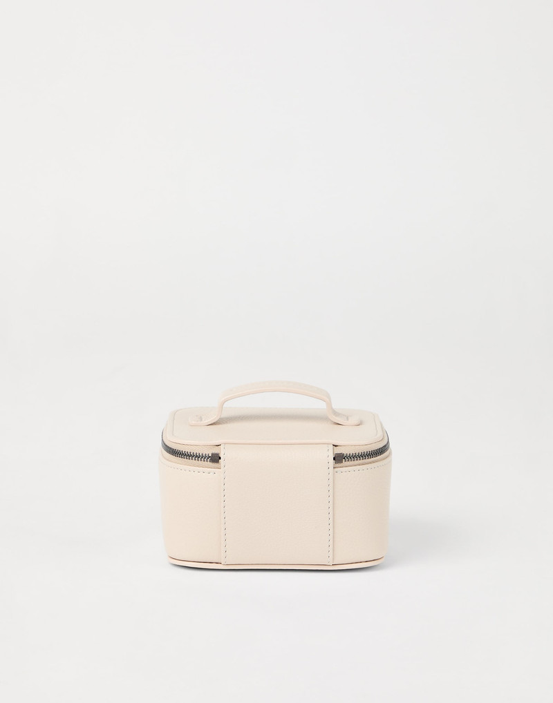 Brunello Cucinelli Grained leather small jewelry box with shiny zipper pull outlook