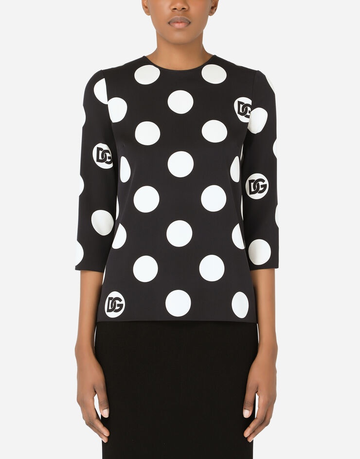 Charmeuse blouse with polka-dot print - 1