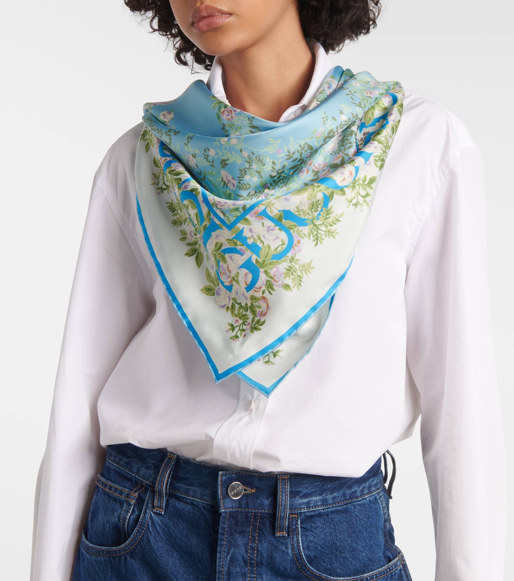GG floral silk twill scarf - 2