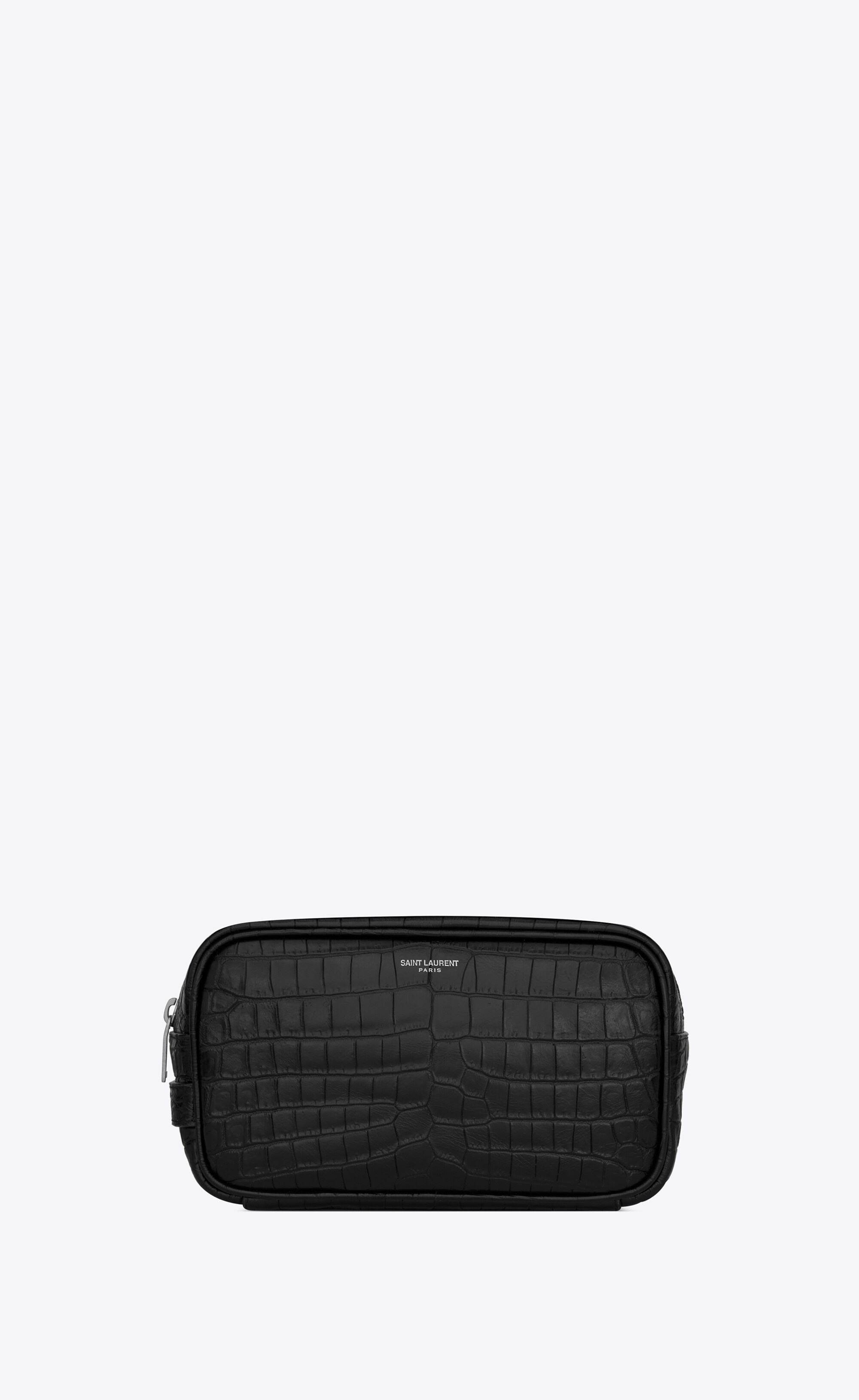 saint laurent paris small grooming case in crocodile-embossed matte leather - 1