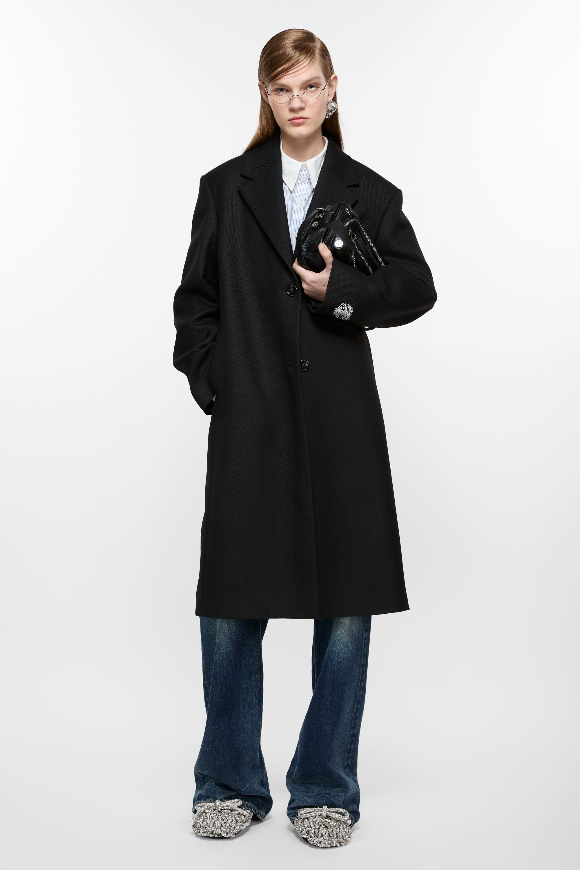 Single-breasted wool coat - Black - 5