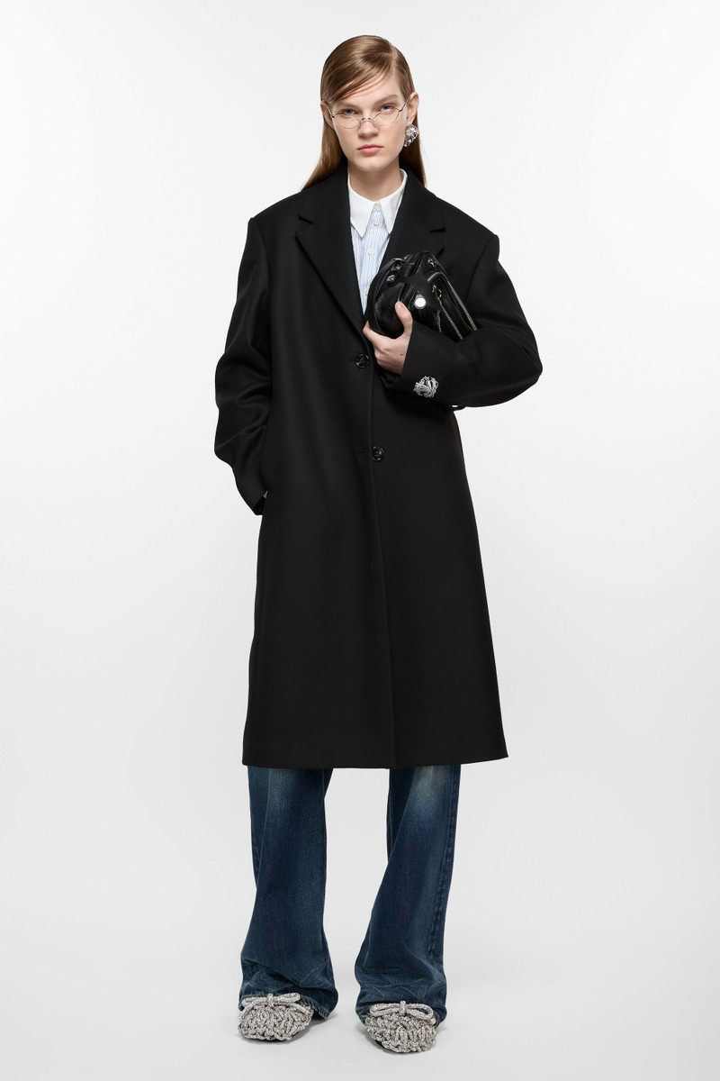 Single-breasted wool coat - Black 4