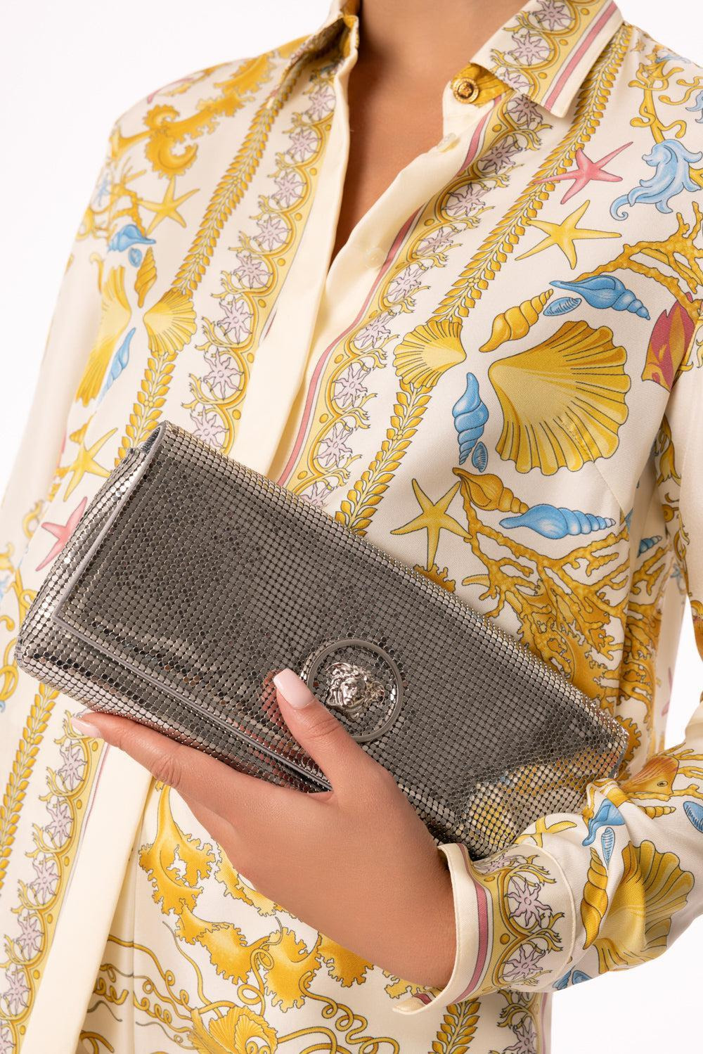 La Medusa Clutch - Silver Mesh - 3